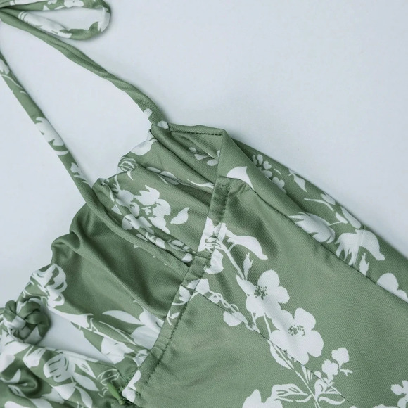 Floral Print Tie Shoulder Mermaid Hem Maxi Cami Dress - Picture 5 of 5